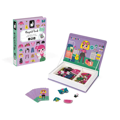 Janod Girl's Costumes Magneti'Book Magnetic Dress-Up Game – 46 Magnets & 8 Cards