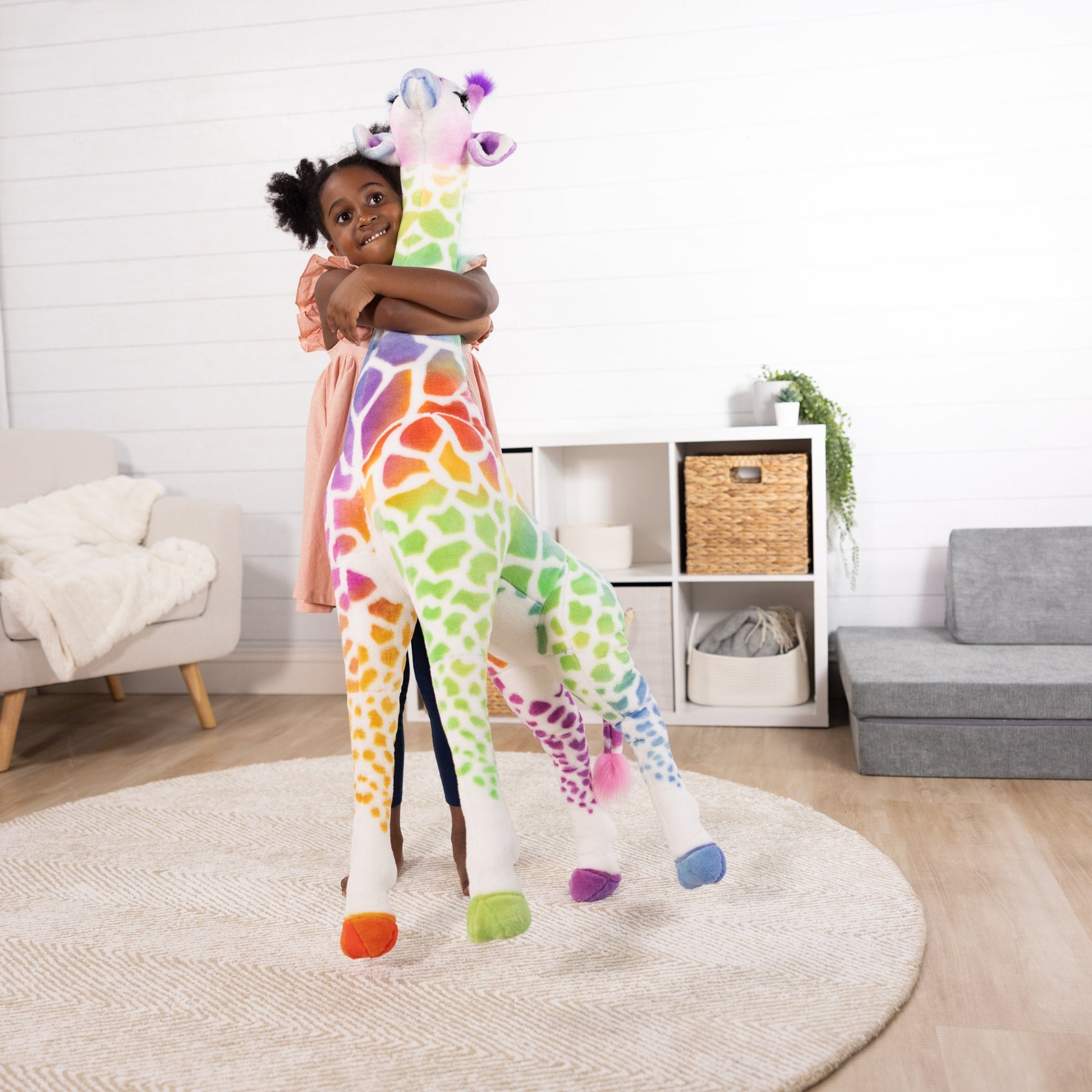 Melissa and Doug Rainbow Giraffe Lifelike Plush 54 Inch Stuffed Animal
