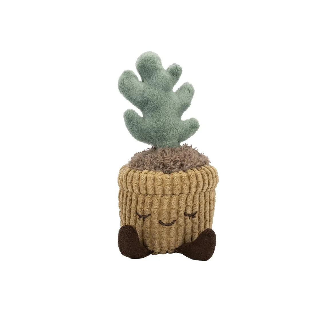 Greenhouse Corduroy Plant 6-Inch Plush Toy – Soft Potted Plant Plush with Cute Smiling Design