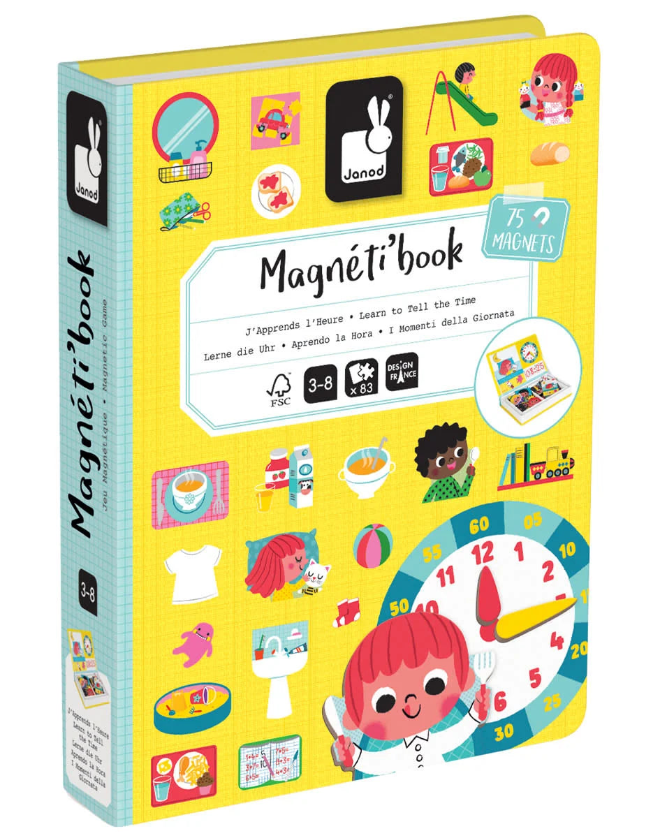 Janod Learn to Tell the Time Magneti'Book Magnetic Educational Game – 75 Magnets