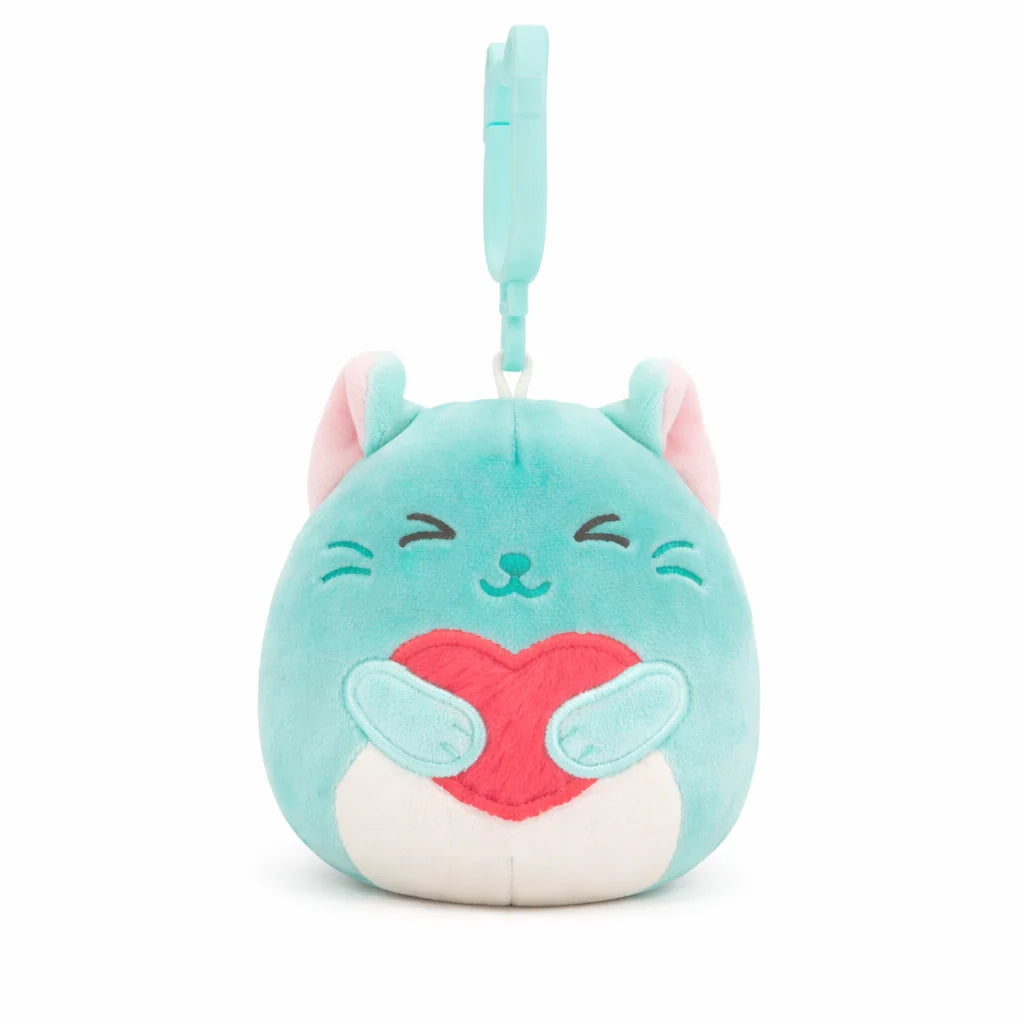 Squishmallows Val26 Cat Clip Plush Toy – Soft Valentine’s Day Clip-On Plush, Assorted Styles