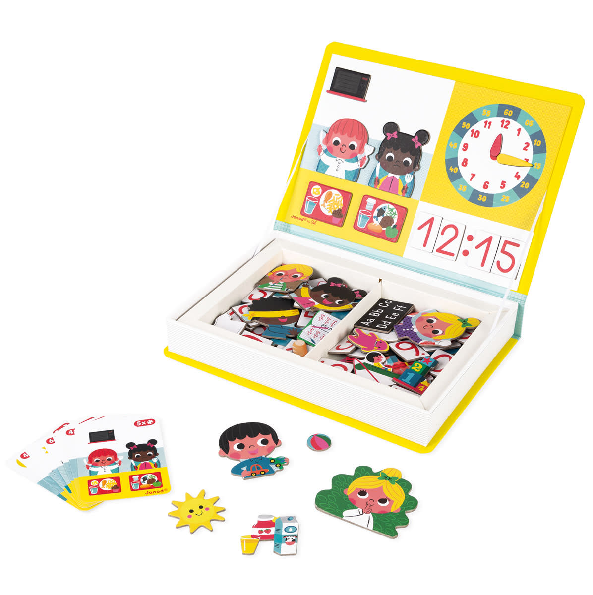Janod Learn to Tell the Time Magneti'Book Magnetic Educational Game – 75 Magnets