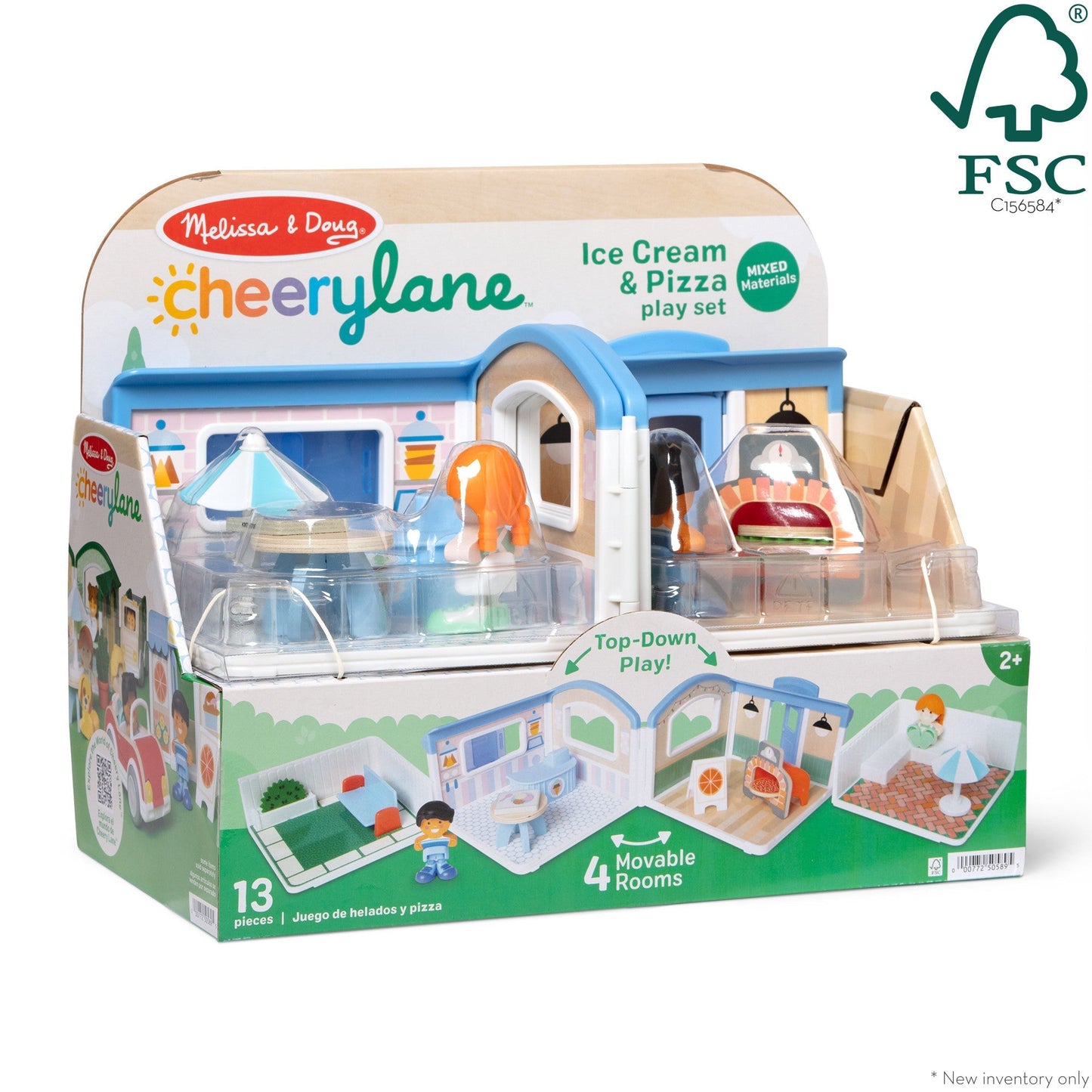 Melissa & Doug Cheery Lane Ice Cream and Pizza Play Set – 12 Pieces