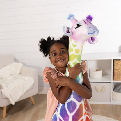 Melissa and Doug Rainbow Giraffe Lifelike Plush 54 Inch Stuffed Animal