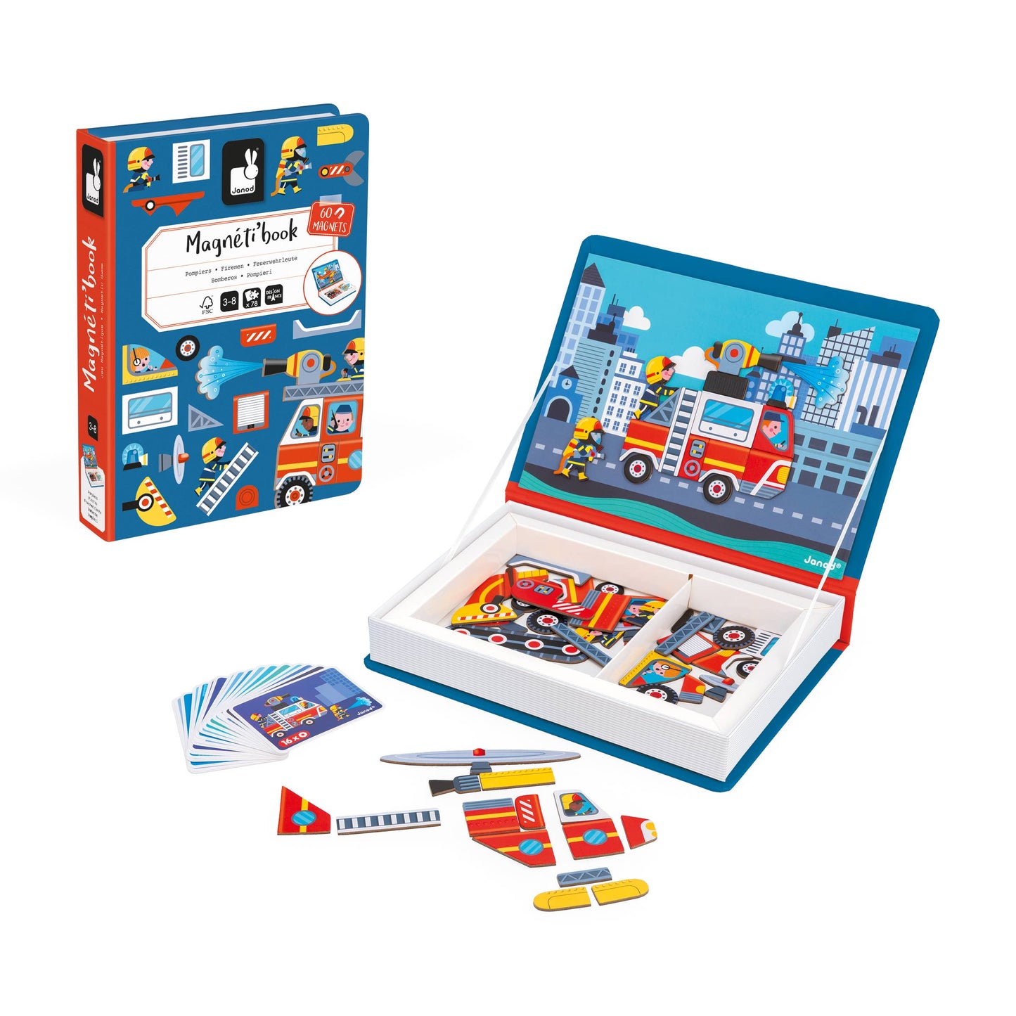 Janod Firefighters Magneti'Book Magnetic Educational Game – 60 Magnets