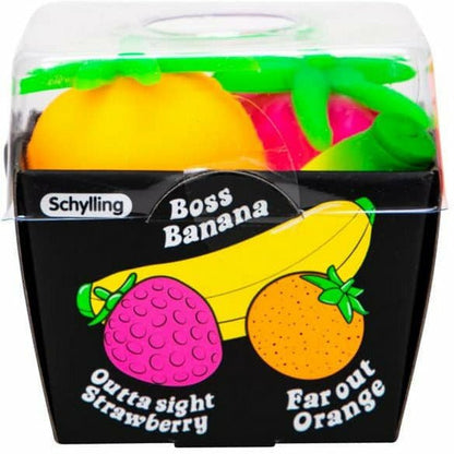 Nee Doh Groovy Fruit 2.5 Inch Squish Ball Fidget Toy - Set of 3 Fruits