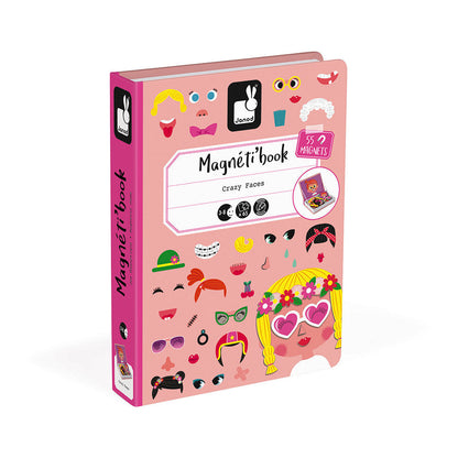 Janod Girl's Crazy Faces Magneti'Book Magnetic Game – 55 Magnets & 10 Cards
