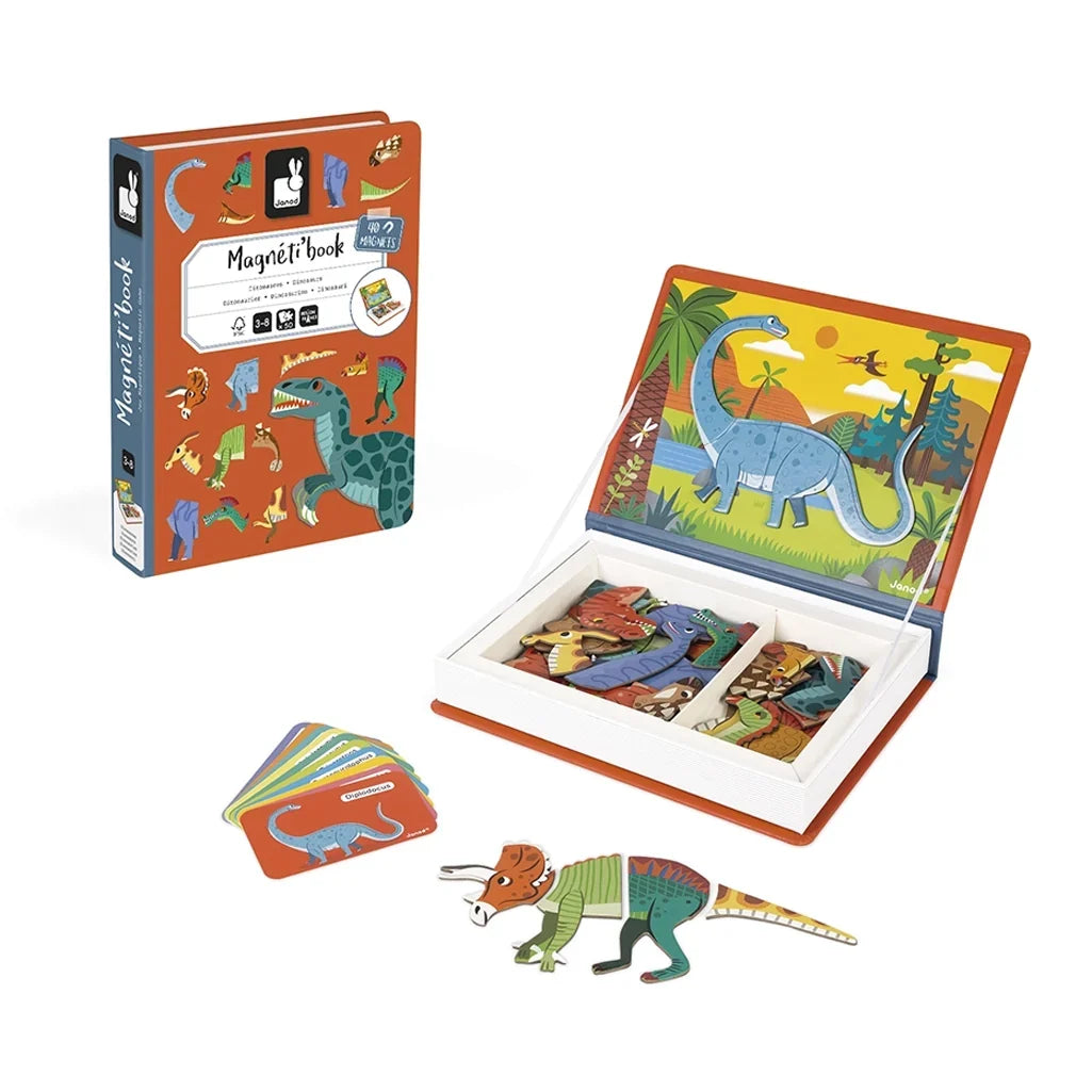Janod Dinosaurs Magneti'Book Magnetic Educational Game – 40 Magnets & 10 Cards