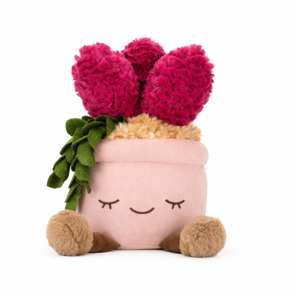 Cute Pink Succulent Plush Toy with Soft Fabric Pot – Smiling Plant Plush Decorative Toy for Kids and Nursery Rooms