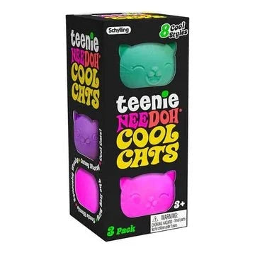 Nee Doh Teenie Cool Cats 1.5 Inch Squish Ball Fidget Toy - Set of 3