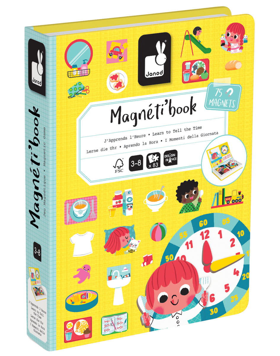 Janod Learn to Tell the Time Magneti'Book Magnetic Educational Game – 75 Magnets