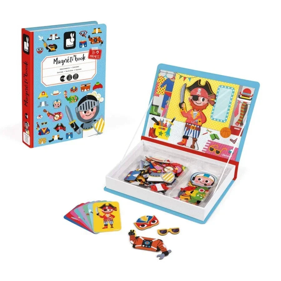 Janod Boy's Costumes Magneti'Book Magnetic Dress-Up Game – 36 Magnets